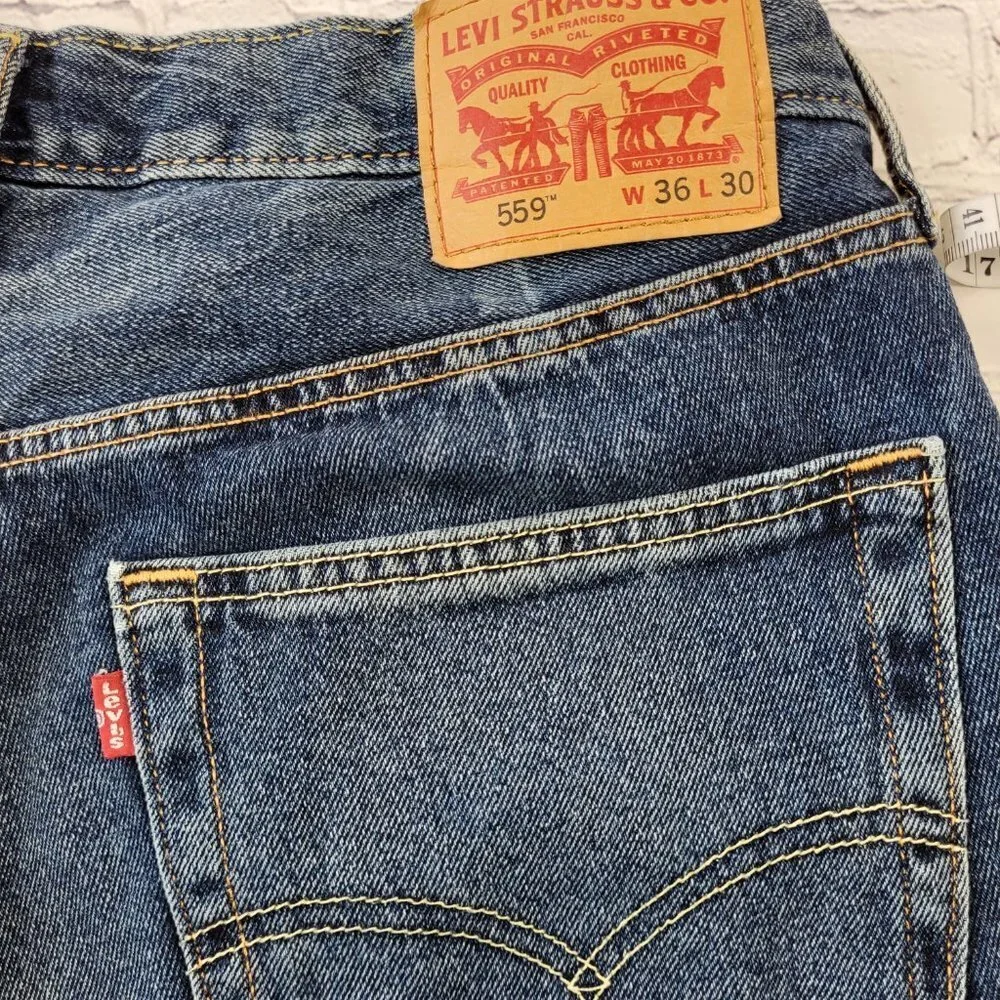 ✅ Levi's Men's 559 Relaxed Straight Jeans 100% cotton waist 36 inseam  30